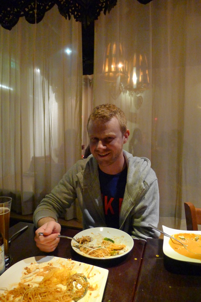 Dave experiencing his first Thai meal at Noi